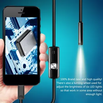 Črna 6 Led 1M/7mm Objektiv Mini Endoskop Fotoaparat Nepremočljiva Pregled Borescope USB Kamero za Android PC Telefon & Prenosni Napravi