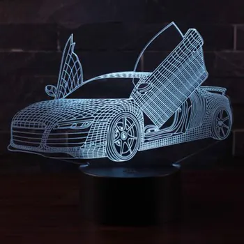 Škarje vrata športni avto temo 3D Lučka LED nočna lučka 7 Sprememba Barve Dotik Razpoloženje Lučka za Božično darilo Dropshippping