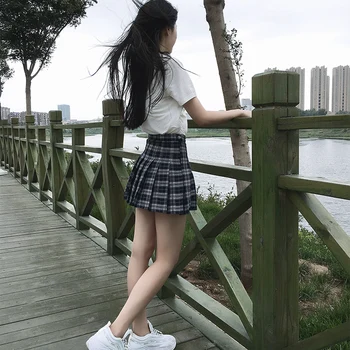 Ženske Kariran Mini Krila Srčkan Pleat Krilo Harajuku Preppy Stil Japonskih Šolskih Uniformah Ženske Jupe Kawaii Krilo Saia Faldas
