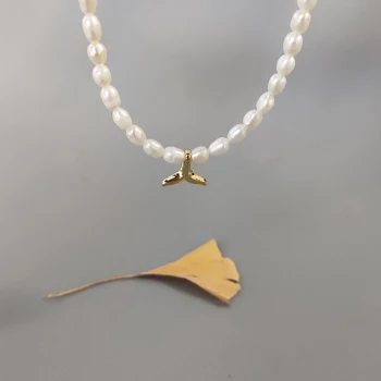 ženske čar biseri choker lepa mala zlati delfin rep nakit Valentine ' s rojstni dan darilo za dekleta, ročno nastavljiv