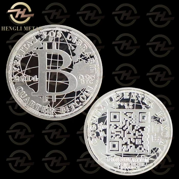 1 OZ Čisto .999 Silver Plated BTC Fizično Bitecoin Medaljon kovanec Kot Litcoin dogecoin Spominek Priložnostni kovanec