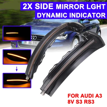 1 Par Svetlih LED Avto Dinamično Turn Luči Rearview Mirror Rumena Signalna luč Za Audi A3 / S3 MK3 8V-na