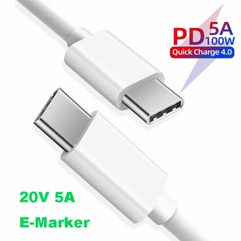 100W 5A PD USB C do USB Tip C Kabel Za Macbook, iPhone Xiaomi 10 Samsung hitro Hitro Polnjenje 4.0 Tip-C PD Kabel Polnilnika E-Marker