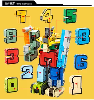 10pcs Čarobno Številko Preoblikovanje Robot Skupščine Robot figuric Deformirana Digitalni Robot Izobraževalne Igrače Za Otroke