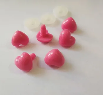 16x18mm novo roza srce oblika igrača nos varnost igrač nos s težko podložka za diy plišastih lutka ugotovitve--50pcs/veliko