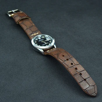 18 mm 19 mm 20 mm 21 mm 22 mm Kakovosti pravega Usnja watch trak Watchband Moške Temno rjava retro Zapestnica band Watch Dodatki