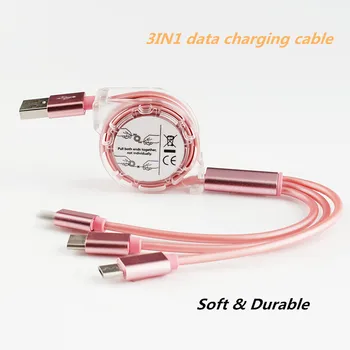 1M 3IN 1 USB Kabel za Polnjenje Zložljivo Prenosno Kabel za Polnjenje Več Polnilnik, Kabel za iPhone X XS Huawei Samsung