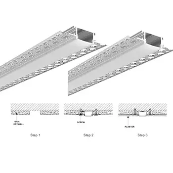 1m Led Drywall Aluminij Profil z 20 mm Notranja Velikost za Led Trak Svetlobe z Namestitvenega Paketa