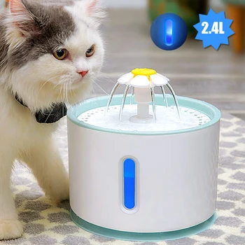 2.4 L Samodejni Mačka Vodnjak Električni LED Izklop Pijem Napajalni Pes, Mačka Voda Pitna Vodnjak Skledo USB Pet Razpršilnik Vode