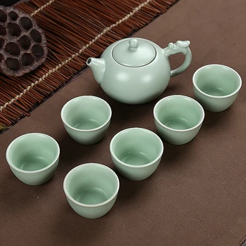 2018 nov prihod celadon keramični čajnik čaja pokal prenosni potovanja čaj nastavite kitajski kung fu čaj nastavite drinkware 1pot+6cups