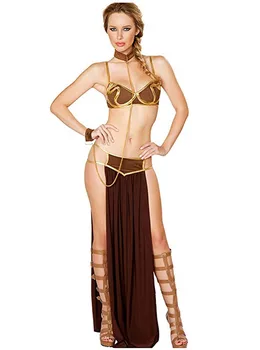 2019 Nove Seksi Karneval Star Wars Cosplay Princesa Leia Slave Obleko Kostume Zlati Modrc in Neckchain Egipčanske Boginje Kostum