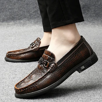 2020 blagovne Znamke Krokodil Vzorec Usnje Priložnostne Čevlji Ročno moška obutev Modni Loafers Ravno Čevlji za Moške Vožnjo Čevlji Velikost 38-47