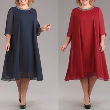 2020 Moda Velikosti Šifon Obleko Ženska Priložnostne O-vratu Dolgo Obleko Elegat Bombaža, Plus Velikost Obleke Vestidos Ženska Oblačila 5XL