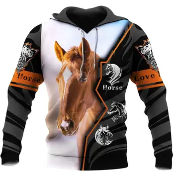 2020 Moda Živali hoodies Ljubezen Konj lepo vzorec 3D Tiskanih hooded Majica Vrhnja Priložnostne Puloverju sudadera hombre