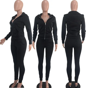 2020 Pomlad Ženske Obleka Trenirko Barva Sportwear Long Sleeve Hooded Zadrgo Dveh Kosov Set Plašč +Dolge Hlače Obleko Clubwear