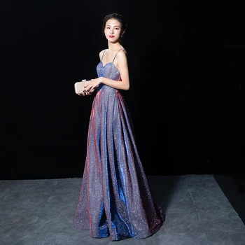 2020 Suosikki Žensk Gradient Večerne Obleke Bleščica V Vratu Kontrast Barve Stranka Obleke formalno prom obleke obleke