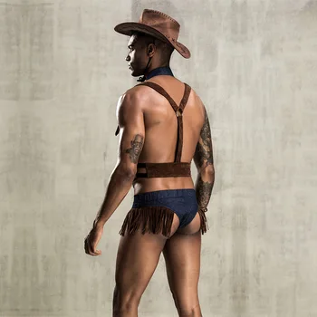 2020, za Moške seksi spodnje Perilo Telovnik zahodni kavbojski stil Seksi moškega, Cosplay Kostum za Odrasle človek underwaist Nositi klobuk