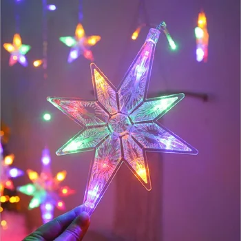 3,5 M LED North Star Zavesa Svetlobe, 220V EU Božič Garland Niz Vila Luči na Prostem Za Okna svate Novo Leto Dekor