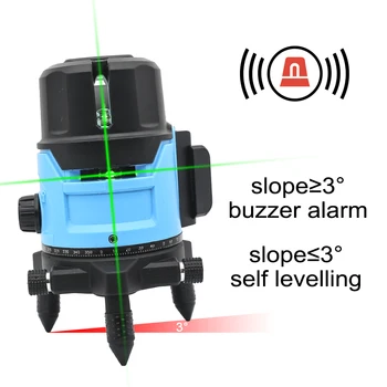360 Stopinj Vrtljiv Zeleni Laser Ravni Self-izravnavanje Merilni Instrument 2/3/5 Linije Zeleni Laser Navpično Vodoravno Črto