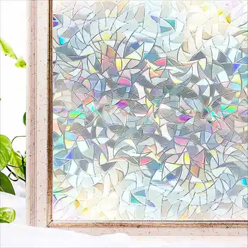 3D Dekorativni Okno Zasebnosti Film Vitraž Okna Nalepke samolepilni Vinil Statične Anti Rainbow Steklom Odtenek Film