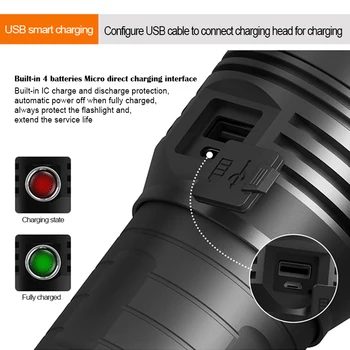 3pcs XHP90.2 LED Svetilka 3 Načinu za Super Močan Baklo USB Polnilne Taktično Linterna Lučka Nepremočljiva Ultra Svetla Luč