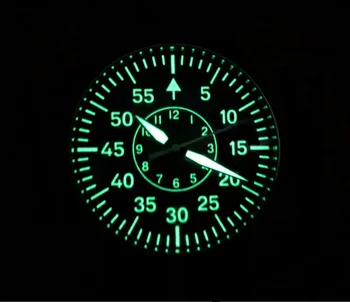 44 GEERVO črna številčnica, Japonski VH31 Kvarčni gibanje, moški gledajo zelena svetleča Pilotni watch g344-g8
