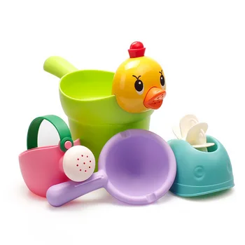 4Pcs/Set Baby Kopel Igrače Gume Lovely Duck Imeti Obliko Waterwheel Vode Spray Set za Baby Tuš Plavanje Kopeli Igrače Otroci Darilo