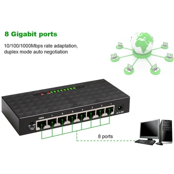5/8/16 Vrata Gigabitno Stikalo 10/100/1000Mbps Gigabit Ethernet Omrežja Lan Stikalo Hub Visoko zmogljivih Pametnih Ethernet Preklopnik