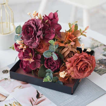 5 Snope Roza Peony Šopek Umetnih Rož Visoke Kakovosti Doma Dekoracija Dodatna Oprema Tabela Nastavitev Poroko Dekorativni Cvet