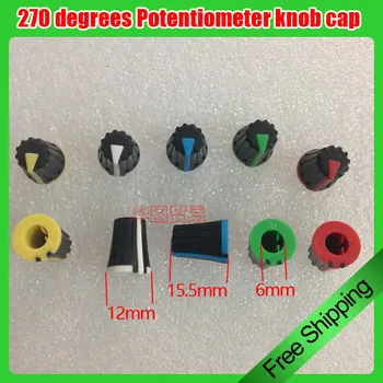 50pcs 270 stopinj Potenciometer gumb skp luknjo 6 mm pol gred potenciometer mešalnik gumb skp modra rdeča zelena rumena bela