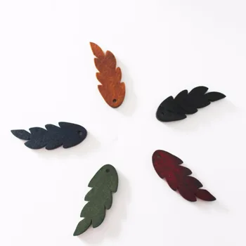 50pcs diy ročno izdelan nakit uhane obeski opremo Listi obliko lesene kroglice mešanih barv