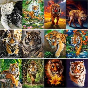 5D DIY Tiger Diamond Slikarstvo Živali Navzkrižno Šiv Celoten Krog Vaja Mozaik Forest King Diamond Vezenje Umetnosti Doma Dekor Darilo
