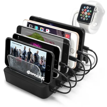 6 Vrata Mobilni Telefon Polnilnike polnilno Postajo Dock Pripomočke za Namizje Gledal Stand Multi Vrata Polnilec za iPad, Samsung Pametni 5V