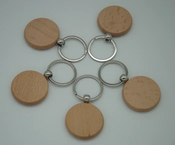 60pcs Prazno Okrogle Lesene Ključnih Verige DIY Spodbujanje Keychain obesek za ključe Obesek Oznake Promocijska Darila