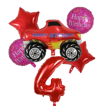 6pcs Stroji Folijo Ballon Happy Birthday Party Dekoracijo Žogo Fant Darilo Tank Avtobus Požar Avto Počitnice Baloni Zrak Globos