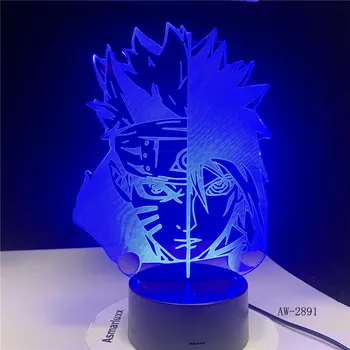 7 Spreminjanje Barv Led 3D Uchiha Sasuke Modeliranje namizne Svetilke Anime Doma Dekor luç Otroci Spanja Naruto Noč Lahka 3D-2891
