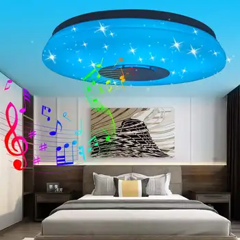 72W Glasbe LED Stropne Luči Žarnice RGB Podometno Montažo Krog Nočni Glasbe z bluetooth Zvočnik Zatemniti Barvno Spreminjajoče se Svetlobe