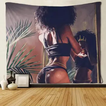Afriško Ameriške Ženske s Krono Black Art Tapiserije Black Art Steni Visi za Spalnico, dnevno Sobo Domu