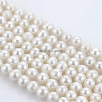 APDGG Pristnega Naravnega debelo 5strands 10 mm krompirja krog white pearl pramenov svoboden kroglice ženske lady nakit DIY