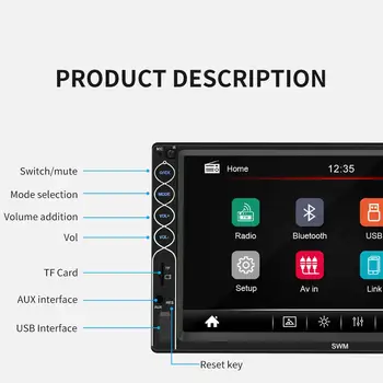 Avto Multimedijski Predvajalnik, 2 Din Android Avto Stereo Radio, Bluetooth, FM MP5 Predvajalnik Podporo Mirrorlink Avto Igralec Z Vzvratno Kamero