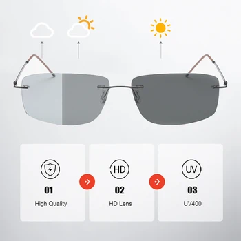 Blagovne Znamke Ultralahkih Photochromic Polarizirana Sončna Očala Moški Ženske Letnik Pravokotnik Očala Očala Vožnje Oculos De Sol Masculino