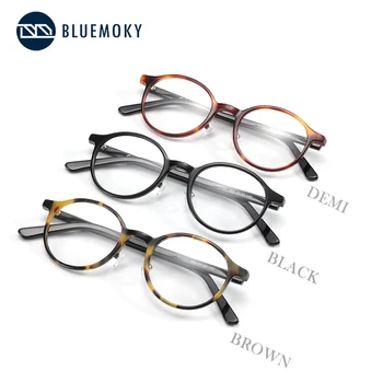 BLUEMOKY Acetat Krog Optičnih Očal Okvir za Moške, Ženske blagovne Znamke Oblikovalec Letnik Kratkovidnost Računalnik Optični Okviri za očala