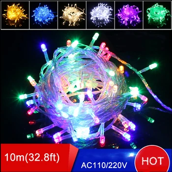 Brezplačna Dostava LED Božično Drevo Luči Dekoracijo 10m 9 Barvo AC220V Niz LED Luči 100leds Poročne Zabave Božič