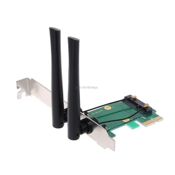 Brezžična Omrežna Kartica WiFi, Mini kartico PCI-E Express PCI-E Adapter 2 Antena Zunanja PC