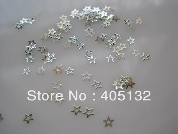 Cca. 1000pcs/vrečko Kovinsko Srebrna 3 mm Mini Star Rezine Brez lepila Kovinski Kos Nail Art Okras MS-201-1