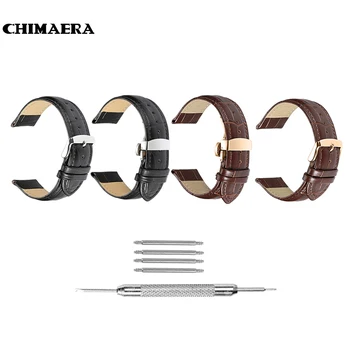 CHIMAERA Watchbands Pravega Usnja 12-24 mm Watch Universal Pin Sponke Trak, Jeklene Sponke Traku za Zapestje Pas, Zapestnica + Orodje
