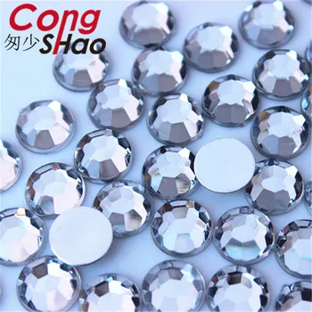 Cong Shao 200pcs 10 mm AB Pisane flatback kamni in kristali, Akril Krog Nosorogovo applique DIY kostum Dekoracijo YB656