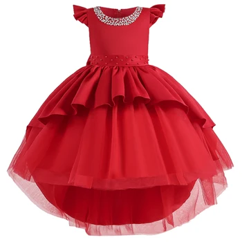 Cvet Dekle, Princesa Rojstni dan, ki Opravljajo High-end Obleko Dekle Diplomi Banket Prvi Čipke Pompon Obleko vestidos de fiesta
