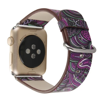 Cvetlični Cvetlični Natisne Usnje Watch Band za 38 mm 40 mm 42mm 44 Apple Gledati Serije 6 SE 5 4 3 ročno uro iwatch Zapestnica Traku.