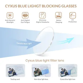 Cyxus Modra Svetloba Blokiranje Računalnika, Stekla Rumene Leče za Preprečevanje bolečih oči UV Prevelik Kovinski Okvir Unisex Očala Moški/Ženske 8805